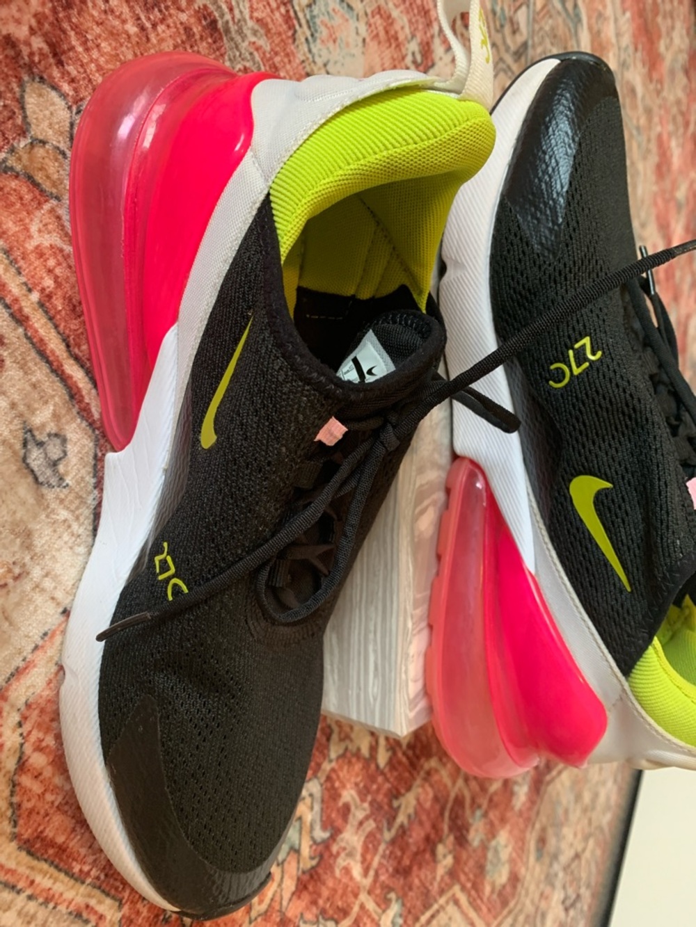 Nike Women's Black Running Sneakers with Pink & Neon Yellow Highlights - Picture 3 of 6